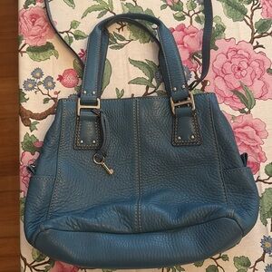 Fossil Blue Leather Bag